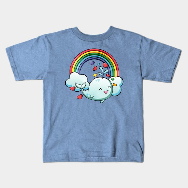 Sunny Wendy Whale Slides On Rainbows All Day Kids T-Shirt by LittleBunnySunshine